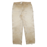 CARHARTT Mens Jeans Beige Relaxed Straight Denim Medium W34 L31 Workwear Utility