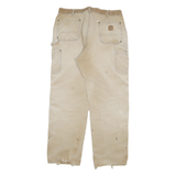 CARHARTT Mens Jeans Beige Relaxed Straight Denim Medium W34 L31 Workwear Utility