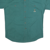 CHAPS Mens Green Cotton Button-Down Shirt M Classic Short Sleeve Pocket