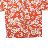 PACIFIC TEAZE Mens Orange & White Floral Hawaiian Shirt M Cotton Blend Casual