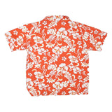 PACIFIC TEAZE Mens Orange & White Floral Hawaiian Shirt M Cotton Blend Casual