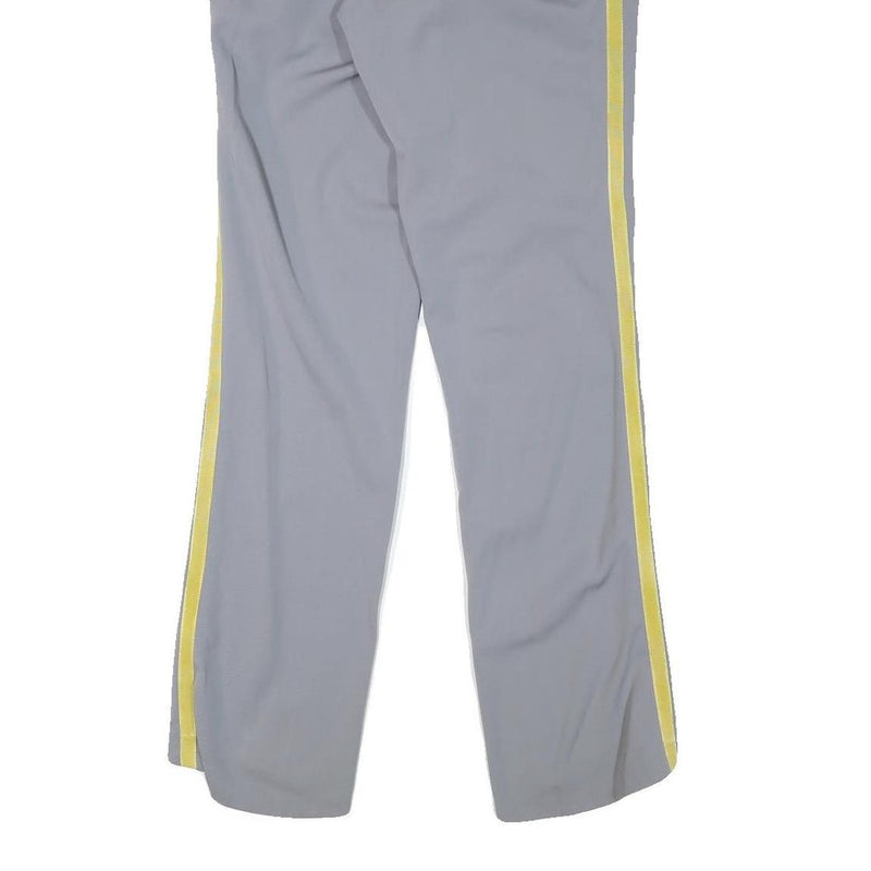 Mens Grey & Yellow Polyester Blend Straight Leg Trousers W32 L33 Regular Fit Zip