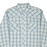 WRANGLER Mens Blue & Green Check Shirt M Classic Fit Cotton Blend Casual