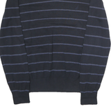 NAUTICA Mens Navy Blue & Light Blue Striped Patterned V-Neck Jumper Basic Knit L