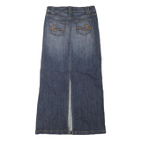 EUNINA Womens Blue Denim Midi Straight Skirt M Cotton Blend Casual Comfortable