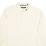 NAUTICA Mens Cream Plain Shirt L Cotton Blend Button-Down Collar Long Sleeve