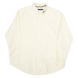 NAUTICA Mens Cream Plain Shirt L Cotton Blend Button-Down Collar Long Sleeve