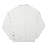 CHAMPION Mens White Cotton Blend Polo Collar M Sweatshirt Pullover Classic Logo