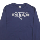 PUMA Mens Navy Blue CITY Logo Crew Neck L Sweatshirt Cotton Blend Pullover