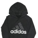 ADIDAS Womens Black Hoodie S Cotton Blend Pullover Sweatshirt Logo Print