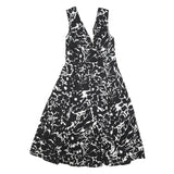 JENNY PACKHAM Womens Black & White Floral Cotton Blend Fit & Flare Midi Dress UK