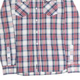 PEPE JEANS Mens White & Blue Check Shirt M Casual Cotton Long Sleeve Button Down