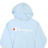 CHAMPION Mens Blue Pullover Hoodie S Classic Logo Cotton Blend Casual