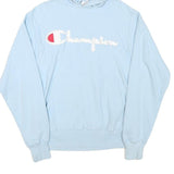 CHAMPION Mens Blue Pullover Hoodie S Classic Logo Cotton Blend Casual