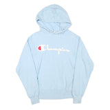 CHAMPION Mens Blue Pullover Hoodie S Classic Logo Cotton Blend Casual