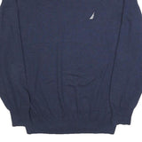NAUTICA Mens Navy Plain Crew Neck Basic Knit Jumper L Cotton Blend