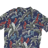 BATIK BAY Mens Blue Rayon Hawaiian Shirt L Tropical Leaf Print Short Sleeve