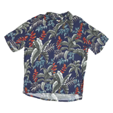 BATIK BAY Mens Blue Rayon Hawaiian Shirt L Tropical Leaf Print Short Sleeve