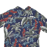 BATIK BAY Mens Blue Rayon Hawaiian Shirt L Tropical Leaf Print Short Sleeve