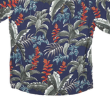 BATIK BAY Mens Blue Rayon Hawaiian Shirt L Tropical Leaf Print Short Sleeve