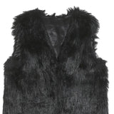 Womens Black Faux Fur Jacket M Polyester Blend Classic Soft Warm Stylish