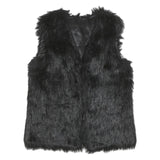 Womens Black Faux Fur Jacket M Polyester Blend Classic Soft Warm Stylish