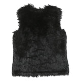 Womens Black Faux Fur Jacket M Polyester Blend Classic Soft Warm Stylish