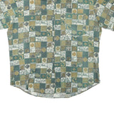 CHRISTION DUMAS Mens Green & Beige Patterned Cotton Blend Shirt XL Casual Short