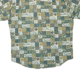 CHRISTION DUMAS Mens Green & Beige Patterned Cotton Blend Shirt XL Casual Short