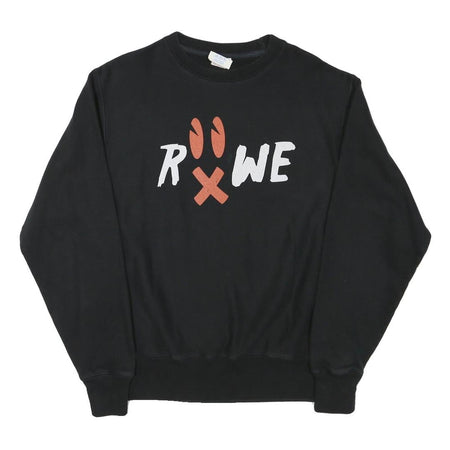 CHAMPION Mens Black Cotton Blend Crew Neck M Sweatshirt Printed Front Logo