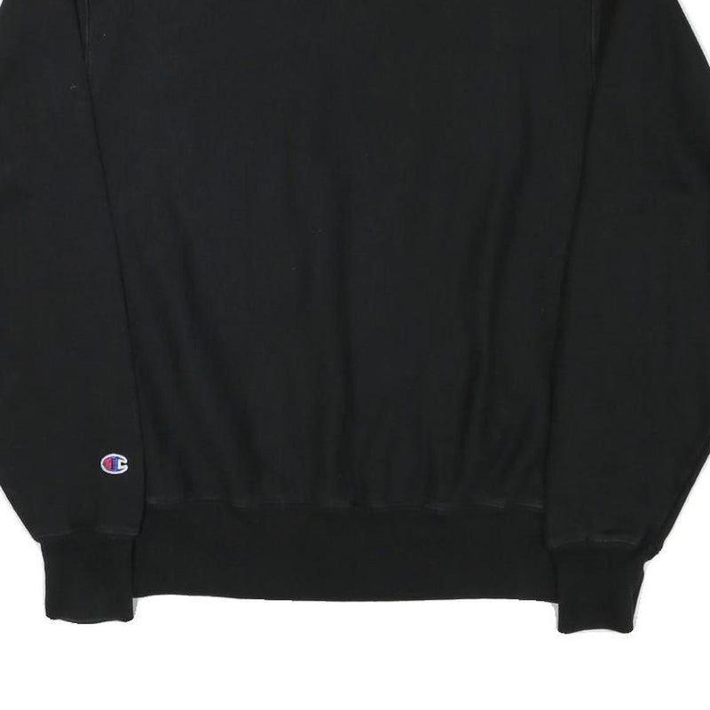 CHAMPION Mens Black Cotton Blend Crew Neck M Sweatshirt Printed Front Logo