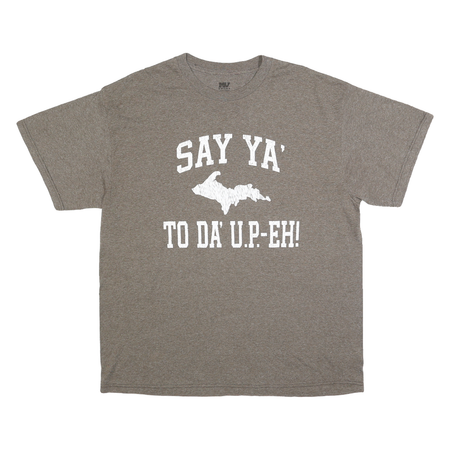 MV SPORT Mens Grey Say Ya To Da Up-Eh! Graphic T-Shirt XL Short Sleeve Crew Neck