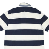 TOMMY HILFIGER Mens Blue & White Striped Short Sleeve Polo Shirt XL Cotton Blend