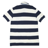 TOMMY HILFIGER Mens Blue & White Striped Short Sleeve Polo Shirt XL Cotton Blend