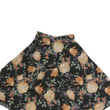 Womens Black Floral Cotton Blend Swing Midi Skirt M Flared Patterned