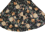Womens Black Floral Cotton Blend Swing Midi Skirt M Flared Patterned