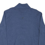 POLO RALPH LAUREN Mens Blue Rib Knit Half Zip Patterned Jumper XL Cotton Blend