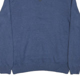 POLO RALPH LAUREN Mens Blue Rib Knit Half Zip Patterned Jumper XL Cotton Blend