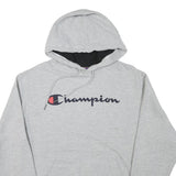 CHAMPION Mens Grey Pullover Hoodie M Classic Logo Cotton Blend Pocket Comfort