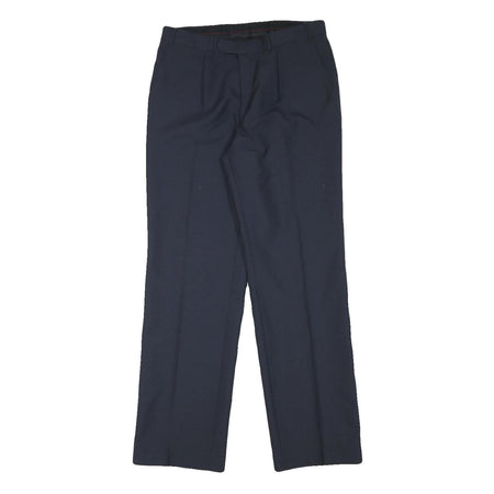 TRUNS Mens Wool Blend Navy Regular Fit Straight Leg Trousers W30 L32 Smart
