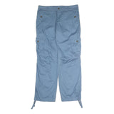 SUMMER BASIC Womens Regular Cargo Blue Cotton Blend Trousers W34 L32 Zip Pockets