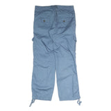 SUMMER BASIC Womens Regular Cargo Blue Cotton Blend Trousers W34 L32 Zip Pockets