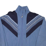 Mens Blue & Navy Pattern Cotton Blend Jacket L Zip Casual Retro Style