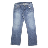 STEVEN7 Womens Regular Fit Straight Blue Denim Medium W36 L32 Jeans Zip Closure