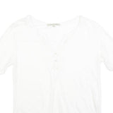 GERARD DAREL Womens White Blouse Short Sleeve Round Neck S Lace Detail Buttons