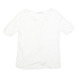 GERARD DAREL Womens White Blouse Short Sleeve Round Neck S Lace Detail Buttons