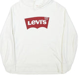 LEVI'S Mens White Pullover Hoodie S Cotton Blend Logo Sweatshirt