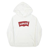 LEVI'S Mens White Pullover Hoodie S Cotton Blend Logo Sweatshirt