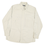 WALBUSCH Mens Beige Cream Cotton Blend Shirt M Long Sleeve Button Casual