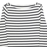 BROOME STREET Womens Black & White Striped Ruffle Hem Top 3/4 Sleeve Boat Neck